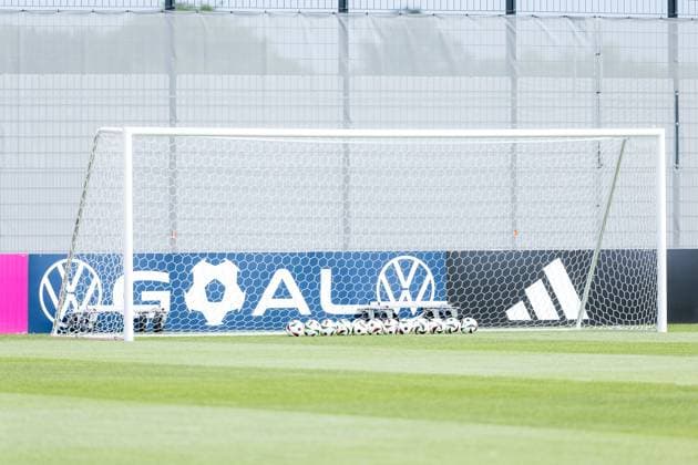 Training camp preparation UEFA EURO 2024 Germany 05 06 2024 Symbol photo Balls in the goal UEFA EURO 2024 Ball Football love of the brand adidas Behind VW Bande Training camp preparation UEFA EURO 2024 Germany Training HerzoBase, Herzogenaurach on 05 06 2024 Copyright: xBEAUTIFULxSPORTS Wunderlx