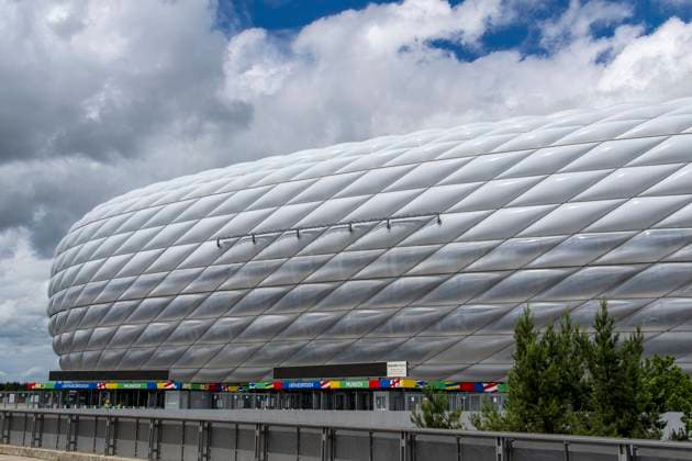 30 05 2024, European Football Championship 2024, The European Championship Stadium Munich Football Arena, this is the name of the Allianz Arena Munich during the European Championship, the original name has already been removed from the facade