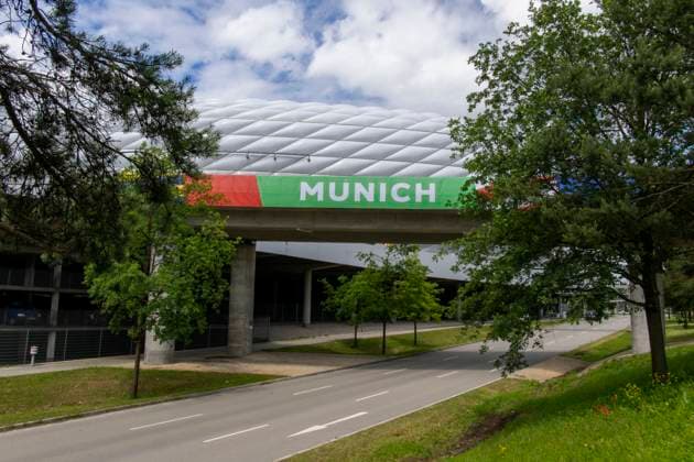 30 05 2024, European Football Championship 2024, The European Championship Stadium Munich Football Arena, this is the name of the Allianz Arena Munich during the European Championship, the original name has already been removed from the facade