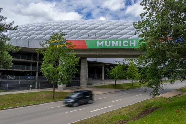 30 05 2024, European Football Championship 2024, The European Championship Stadium Munich Football Arena, this is the name of the Allianz Arena Munich during the European Championship, the original name has already been removed from the facade