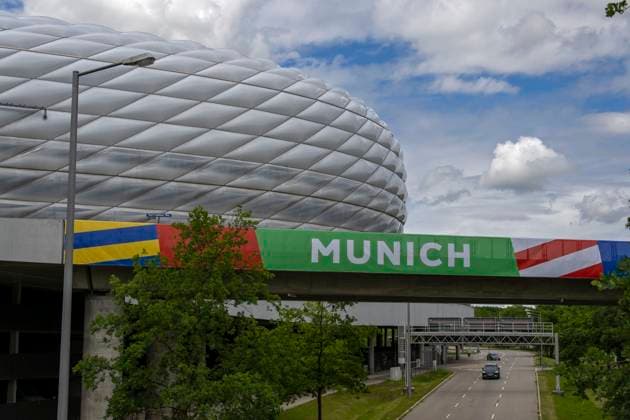 30 05 2024, European Football Championship 2024, The European Championship Stadium Munich Football Arena, this is the name of the Allianz Arena Munich during the European Championship, the original name has already been removed from the facade