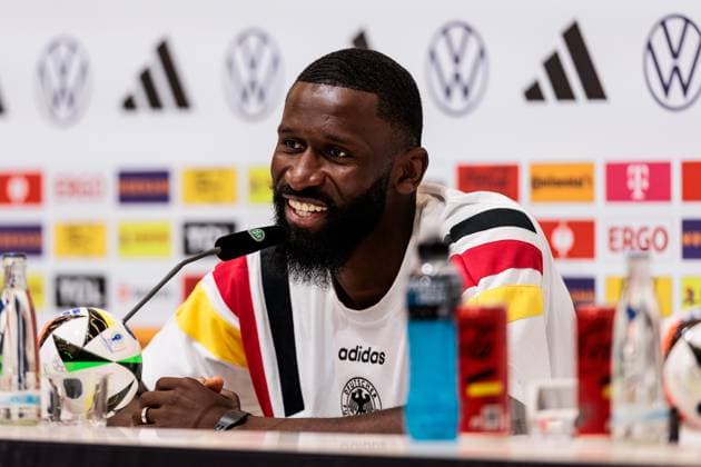 Training camp preparation UEFA EURO 2024 Germany 05 06 2024 Antonio Rüdiger Germany laughs, laughing Training camp preparation UEFA EURO 2024 Germany Press conference HerzoBase, Herzogenaurach on 05 06 2024 Copyright: xBEAUTIFULxSPORTS Wunderlx