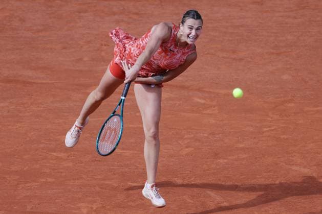 Aryna Sabalenka, BLR, during quarterfinals of 2024 French Open at Roland Garros, Paris, 05 06 2024