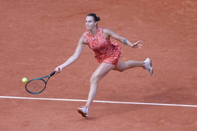 Aryna Sabalenka, BLR, during quarterfinals of 2024 French Open at Roland Garros, Paris, 05 06 2024