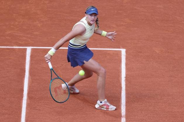 Mirra Andreeva, RUS, during quarterfinals of 2024 French Open at Roland Garros, Paris, 05 06 2024