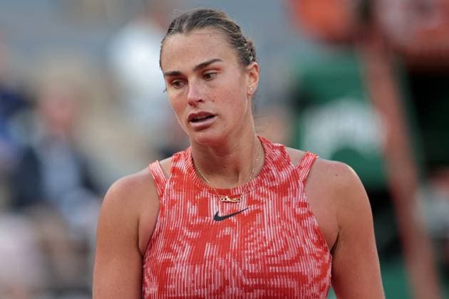 5th June 2024; Roland Garros, Paris, France; 2024 French Open Tennis tournament, Day 11; A disappointed Aryna Sabalenka (BLR) after losing to seventeen year old Mirra Andreeva (RUS)  ActionPlus12651093 JonxBromley