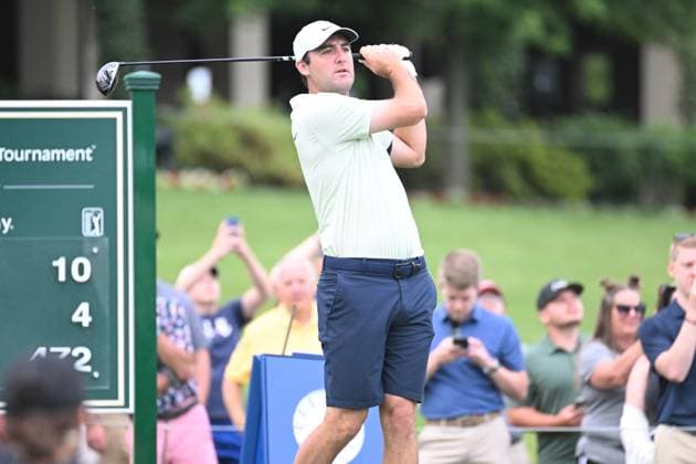 June 5, 2024: Scottie Scheffler (USA) tees off on the 10th hole during the Golden Bear Pro Am at the Memorial Tournament in Dublin, Ohio. Cal Media Dublin USA - ZUMAc04_ 20240605_zma_c04_002 Copyright: xBrentxClarkx