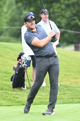 June 5, 2024: Chris Pratt tees off on the 1st hole during the Golden Bear Pro Am at the Memorial Tournament in Dublin, Ohio. Cal Media Dublin USA - ZUMAc04_ 20240605_zma_c04_023 Copyright: xBrentxClarkx