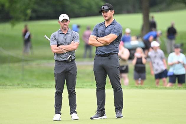 June 5, 2024: Rory McIlroy (NIR) and Christopher Pratt on the 9th hole during the Golden Bear Pro Am at the Memorial Tournament in Dublin, Ohio. Cal Media Dublin USA - ZUMAc04_ 20240605_zma_c04_032 Copyright: xBrentxClarkx