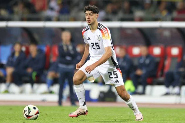 In the picture Aleksander Pavlovic Germany, 25 03 06 2024, Germany vs Ukraine, Friendly match, Germany, Nuremberg, Max Morlock Stadium, DFL REGULATIONS PROHIBIT ANY USE OF PHOTOGRAPHS AS IMAGE SEQUENCES AND OR QUASI VIDEO Copyright: HMBxMedia xJulienxBecker