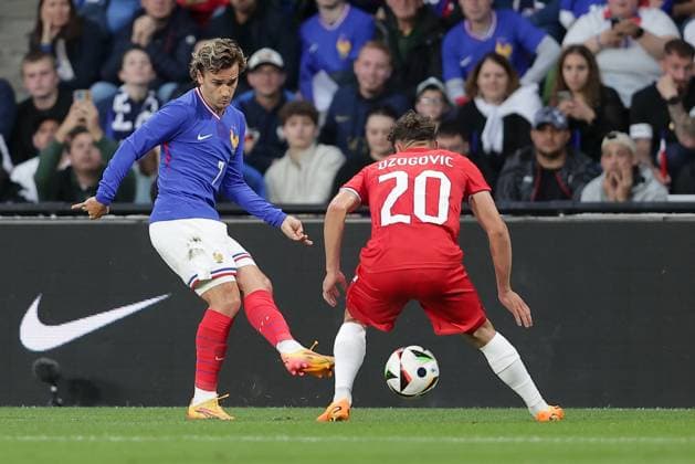 Antoine Griezmann France 7 tunnel Eldin Dzogovic Luxembourg 20 Football, Season 20223 2024, Friendly match, International match 05 06 2024 National team France Luxembourg France vs Luxembourg Stade Saint Symphorien, Metz