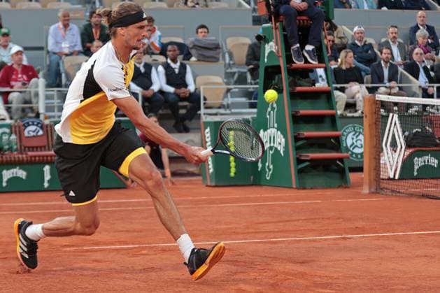 5th June 2024; Roland Garros, Paris, France; 2024 French Open Tennis tournament, Day 11; Alexander Zverev (GER) comes to the net against Alex de Minaur (AUS)  ActionPlus12651111 JonxBromley