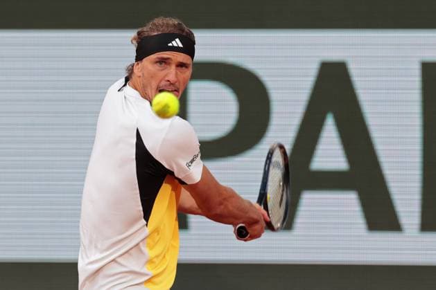 5th June 2024; Roland Garros, Paris, France; 2024 French Open Tennis tournament, Day 11; Alexander Zverev (GER) focuses on the return from Alex de Minaur (AUS)  ActionPlus12651122 JonxBromley