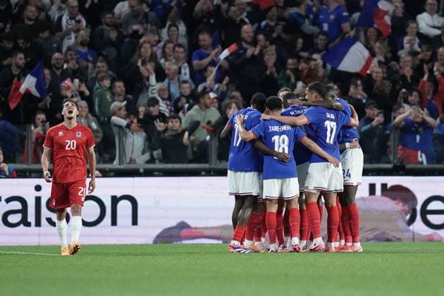 Football friendly 05 06 2024, football international, international match, friendly game, friendly match, amical, 2024, France, Stade St Symphorien, Metz, France FRA Luxembourg LUX vl cheer France 2 0 by Jonathan Clauss France, France 21 with Warren Zaire Emery France, France 18 William Saliba France, France 17 Eldin Dzogovic Luxembourg, Luxembourg, FLF 20 is disappointed, is frustrated, frustration, shows emotions, is frustrated, shows emotions