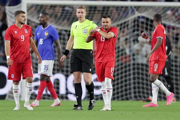 Mirza Mustafic Luxembourg 15 with shoulder injury Football, Season 20223 2024, Friendly match, International match 05 06 2024 National team France Luxembourg France vs Luxembourg Stade Saint Symphorien, Metz