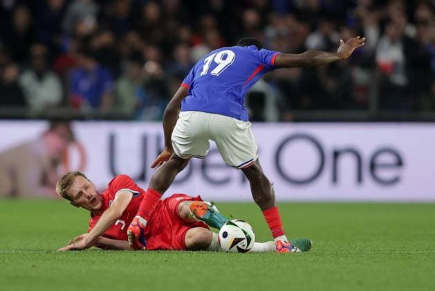 Enes Mahmutovic Luxembourg 3 in duel with Youssouf Fofana France 19 Football, Season 20223 2024, Friendly match, International match 05 06 2024 National team France Luxembourg France vs Luxembourg Stade Saint Symphorien, Metz