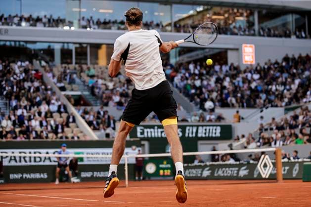 Alexander Zverev of Germany in action against Alex De Minaur of Australia during the Men™s Single Quarter Finals of 2024 French Open Day 11 at Roland Garros on June 5, 2024 in Paris, France Photo by JustPictures Paris Roland Garros France Copyright: x x2024xEurasiaxSportxImagesx jp-en-EuSpIm-AB4_Roland_Garros_05Jun2024_PR374