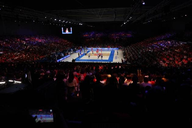General view, JUNE 5, 2024 - Volleyball : FIVB Volleyball Nations League 2024 Men s Preliminary Round between Japan 3-2 Germany at West Japan General Exhibition Center, Fukuoka, Japan. Noxthirdxpartyxsales  (255514830)