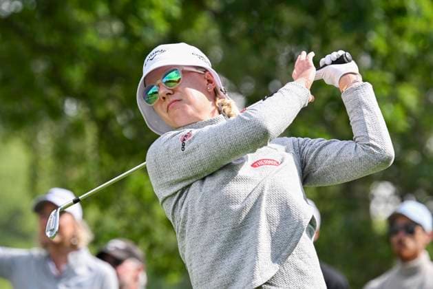 HELSINGBORG, SWEDEN 20240606 Swedens Madelene Sagström tees off on hole 18 during the Volvo Car Scandinavian Mixed on the Tournament Course at Vasatorps Golf Club outside Helsingborg HELSINGBORG SWEDEN x10030x  Copyright: xJonasxEkströmer TTx VOLVO CAR SCANDINAVIAN MIXED