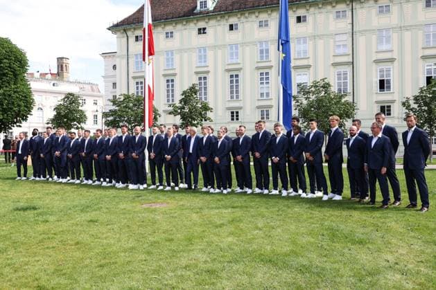 SOCCER - UEFA EURO, EM, Europameisterschaft,Fussball 2024 VIENNA,AUSTRIA,06.JUN.24 - SOCCER - UEFA European Championship, EM, Europameisterschaft preview, farewell ceremony OEFB Team. Image shows the team of AUT.  GEPAxpictures xArminxRauthner