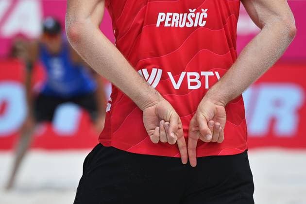 Ondrej Perusic of Czech Republic during the Pro Tour Ostrava match Ondrej Perusic and David Schweiner of Czech Republic vs Steven van de Velde and Matthew Immers of Netherlands, Ostrava, Czech Republic, June 6, 2024. (CTKxPhoto JaroslavxOzana) CTKPhotoP2024060603963  CTKPhotoP2024060603963