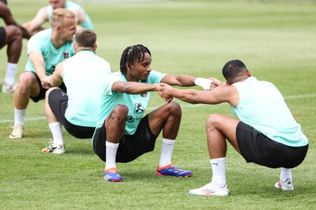 SOCCER - UEFA EURO, EM, Europameisterschaft,Fussball 2024 VIENNA,AUSTRIA,06.JUN.24 - SOCCER - UEFA European Championship, EM, Europameisterschaft preview, OEFB training camp, training. Image shows Thierno Ballo and Flavius Diliuc (AUT).  GEPAxpictures xArminxRauthner