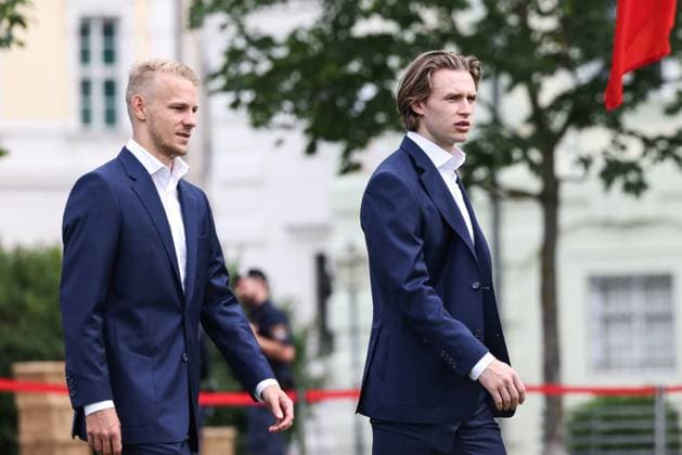 SOCCER - UEFA EURO, EM, Europameisterschaft,Fussball 2024 VIENNA,AUSTRIA,06.JUN.24 - SOCCER - UEFA European Championship, EM, Europameisterschaft preview, farewell ceremony OEFB Team. Image shows Marco Gruell and Patrick Wimmer (AUT).  GEPAxpictures xArminxRauthner