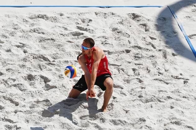 Ondrej Perusic of Czech Republic in action during the Pro Tour Ostrava match Ondrej Perusic and David Schweiner of Czech Republic vs Steven van de Velde and Matthew Immers of Netherlands, Ostrava, Czech Republic, June 6, 2024. (CTKxPhoto JaroslavxOzana) CTKPhotoP2024060604456  CTKPhotoP2024060604456
