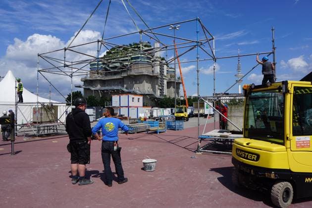 EURO 2024, construction of the fan mile in Hamburg