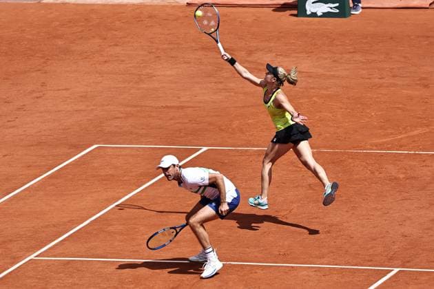 Laura Siegemund, GER, and Edouard Roger Vasselin, FRA, during mixed doubles final at 2024 French Open at Roland Garros, Paris, 06 06 2024
