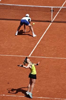 Laura Siegemund, GER, and Edouard Roger Vasselin, FRA, during mixed doubles final at 2024 French Open at Roland Garros, Paris, 06 06 2024