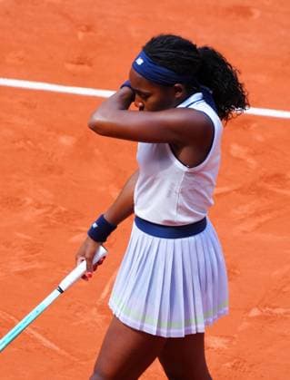 Coco Gauff disputes a call from the umpire Aurelie Tourte and appears to be in tears shortly after French Open Tennis, Day 12, Tennis, Roland Garros, Paris, France - 06 June 2024  Copyright: xJavierxGarcia Shutterstockx 14521936w