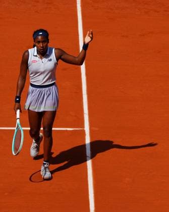 Shortly after appearing to be in tears on the court, Coco Gauff urges support from the crowd as she breaks Iga Swiatek to go 3-1 up in the second set French Open Tennis, Day 12, Tennis, Roland Garros, Paris, France - 06 June 2024  Copyright: xJavierxGarcia Shutterstockx 14521936y