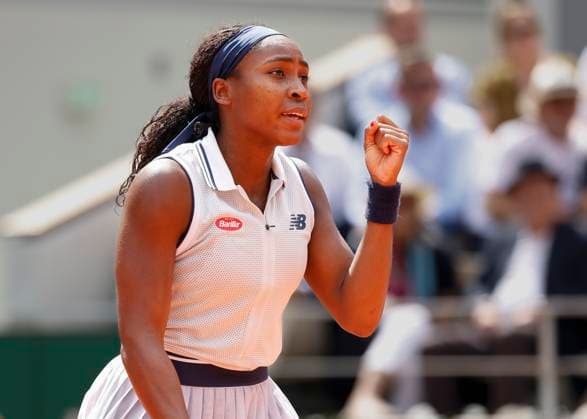 Coco Gauff makes a fist and cheers, cheers, joy, emotion, semi-final, semi-final Copyright: xJuergenxHasenkopfx