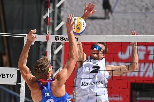 L-R Jiri Sedlak (CZE), Yorick De Groot (NDL) in action during the Pro Tour Ostrava match Jiri Sedlak and Jakub Sepka of Czech Republic vs Stefan Boermans and Yorick De Groot of Netherlands, Ostrava, Czech Republic, June 6, 2024. (CTKxPhoto JaroslavxOzana) CTKPhotoP2024060606047  CTKPhotoP2024060606047