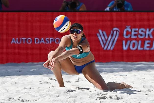 Barbora Hermannova (CZE) in action during the Pro Tour Ostrava match Marie-Sara Stochlova and Barbora Hermannova of Czech Republic vs Melissa Humana-Paredes and Brandie Wilkerson of Canada, Ostrava, Czech Republic, June 6, 2024. (CTKxPhoto JaroslavxOzana) CTKPhotoP2024060606341  CTKPhotoP2024060606341