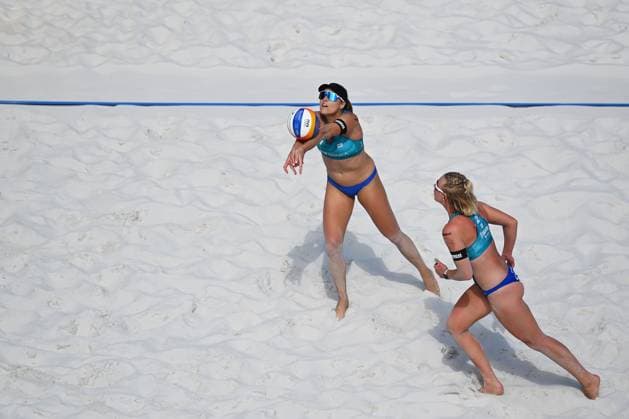 L-R Barbora Hermannova, Marie-Sara Stochlova (CZE) in action during the Pro Tour Ostrava match Marie-Sara Stochlova and Barbora Hermannova of Czech Republic vs Melissa Humana-Paredes and Brandie Wilkerson of Canada, Ostrava, Czech Republic, June 6, 2024. (CTKxPhoto JaroslavxOzana) CTKPhotoP2024060606444  CTKPhotoP2024060606444
