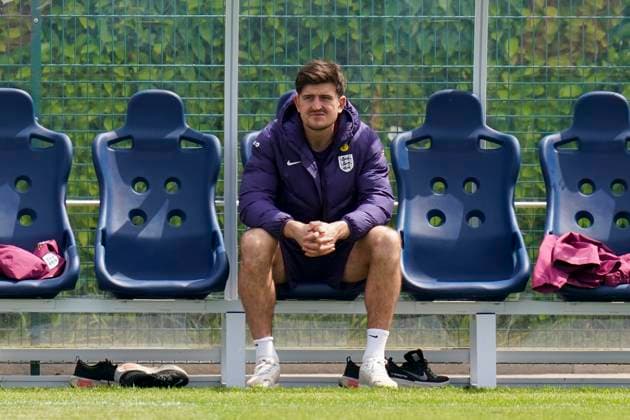 England Training England defender Harry Maguire on the bench during the England Training session ahead of the friendly International vs Iceland at the Tottenham Hotspur Training Ground, Enfield, England, United Kingdom on 6 June 2024 Editorial use only. All images are copyright Every Second Media Limited. No images may be reproduced without prior permission. Copyright: xIMAGO EveryxSecondxMediax ESM-1028-0031