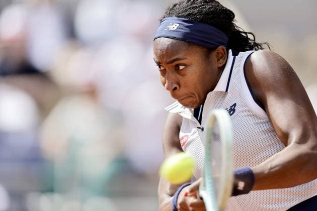 Tennis: French Open Coco Gauff of the United States plays against Iga Swiatek of Poland in a women s singles semifinal match at the French Open tennis tournament in Paris on June 6, 2024.  A14AA0002965627P