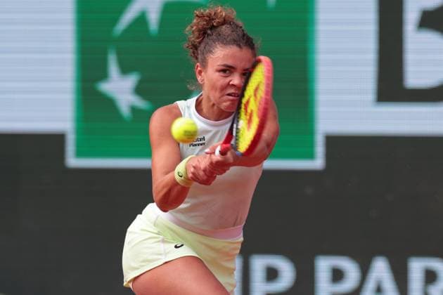 6th June 2024; Roland Garros, Paris, France; 2024 French Open Tennis tournament, Day 12; Mirra Andreeva (RUS) during her semi-final match against Jasmine Paolini (ITA)  ActionPlus12651353 JonxBromley