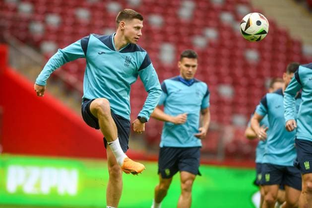 WARSZAWA 06.06.2024 TRENING REPREZENTACJI UKRAINY PRZED MECZEM POLSKA-UKRAINA --- UKRAINE FOOTBALL national team, Nationalteam TRAINING IN WARSAW BEFORE THE MATCH POLAND - UKRAINE MYKOLA MATWIJENKO FOT. JACEK PRONDZYNSKI FOTOPYK NEWSPIX.PL --- Newspix.pl  240606JAC053