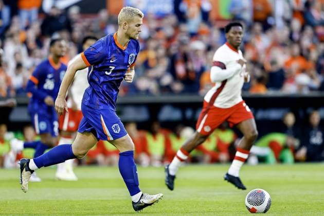 ROTTERDAM, 06-06-2024, Stadium de Kuip, Friendly match between Netherlands and Canada. goalkeeper Netherlands Bart Verbruggen player Netherlands Mathijs de Ligt Netherlands - Canada (friendly)  x25432505x Copyright: