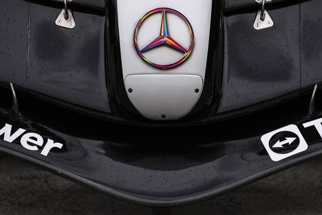Mercedes AMG F1 Team W15, mechanical detail front wing detail during the Formula 1 AWS Grand Prix du Canada 2024, 9th round of the 2024 Formula One World Championship, WM, Weltmeisterschaft from June 07 to 09, 2024 on the Circuit Gilles Villeneuve, in MontrÃ al, Canada - F1 - CANADIAN GRAND PRIX 2024 DPPI Panoramic  240606_R09_CANADA_DP_EA029794