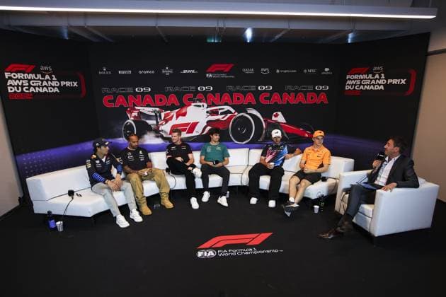 Official press conference, PK, Pressekonferenz during the Formula 1 AWS Grand Prix du Canada 2024, 9th round of the 2024 Formula One World Championship, WM, Weltmeisterschaft from June 07 to 09, 2024 on the Circuit Gilles Villeneuve, in MontrÃ al, Canada - F1 - CANADIAN GRAND PRIX 2024 DPPI Panoramic  240606_R09_CANADA_DP_EA016044