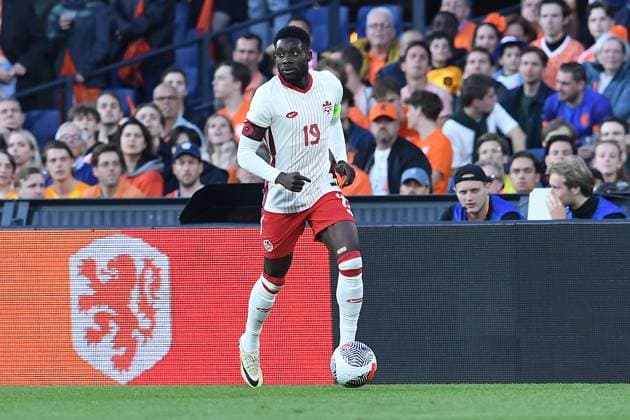 International soccer match Netherlands Canada on 06 06 2024 at Feyenoord Stadium in Rotterdam Alphonso Davies Canada xRx