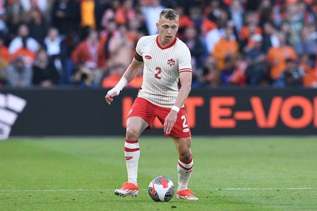 International soccer match Netherlands Canada on 06 06 2024 at Feyenoord Stadium in Rotterdam Alistair Johnston Canada xRx