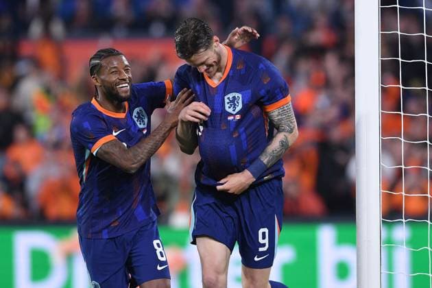 International soccer match Netherlands Canada on 06 06 2024 at Feyenoord Stadium in Rotterdam Goal celebration to 3 0 by Wout Weghorst Netherlands xRx