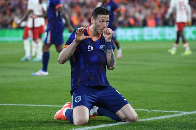 International soccer match Netherlands Canada on 06 06 2024 at Feyenoord Stadium in Rotterdam Goal celebration to 3 0 by Wout Weghorst Netherlands xRx
