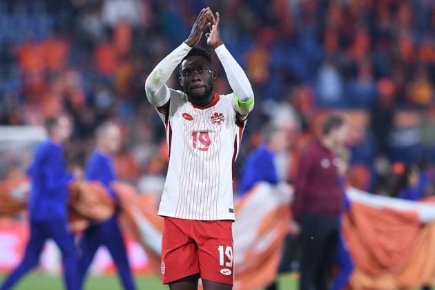 International soccer match Netherlands Canada on 06 06 2024 at Feyenoord Stadium in Rotterdam Alphonso Davies Canada xRx