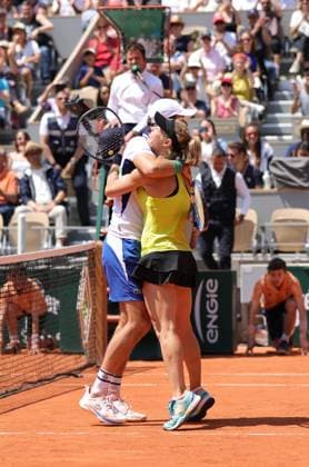 Laura Siegemund, GER, and Edouard Roger Vasselin, FRA, during mixed doubles final at 2024 French Open at Roland Garros, Paris, 06 06 2024